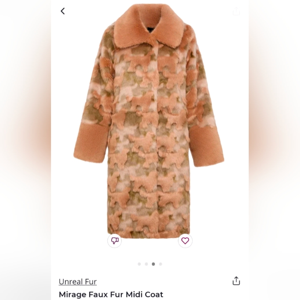 Mirage Faux Fur Midi Coat by Unreal Fur $630 MSRP